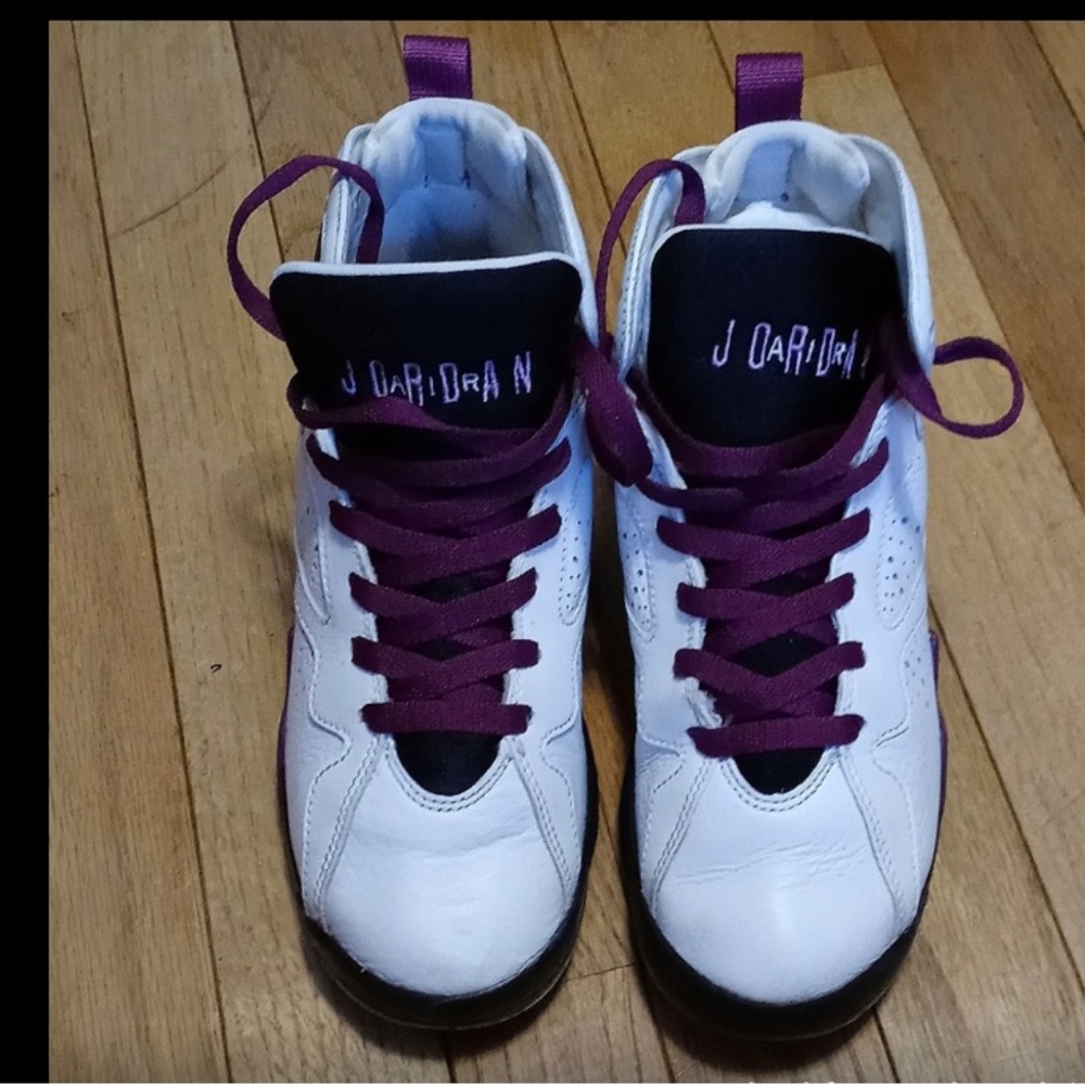 2015 AIR JORDAN RETRO 7 SHOES YOUTH 5Y SNEAKERS WHITE/PURPLE/GRAY/BLACK